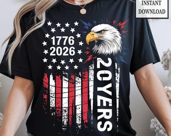 USA 250th Anniversary PNG, Patriotic Bald Eagle, American Flag (Digital Download)