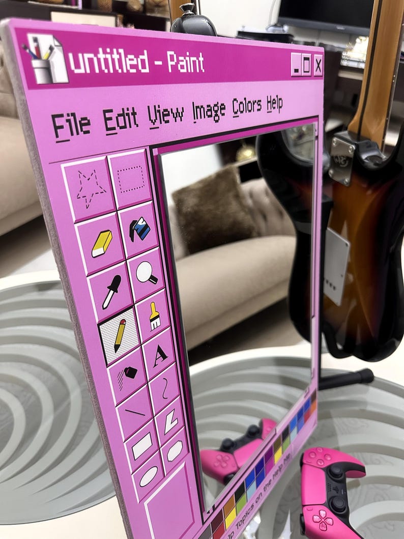 MS Paint Mirror, Y2K Aesthetic Wall Mirror, Retro Computer Window Mirror, Pink Indie Room Decor, TikTok Bedroom Decor image 4