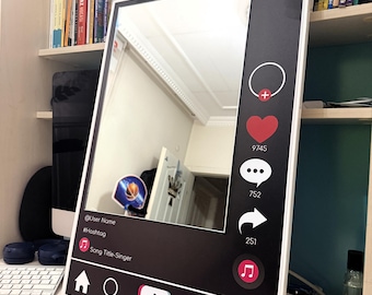 Social Media Interface Mirror, Video App Inspired Mirror, Trendy Aesthetic Mirror, Content, Funny Teen Girl Gift, Influencer Gift Mirror Art