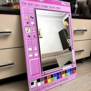 MS Paint Mirror, Y2K Aesthetic Wall Mirror, Retro Computer Window Mirror, Pink Indie Room Decor, TikTok Bedroom Decor image 6