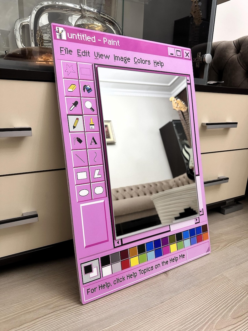 MS Paint Mirror, Y2K Aesthetic Wall Mirror, Retro Computer Window Mirror, Pink Indie Room Decor, TikTok Bedroom Decor image 6