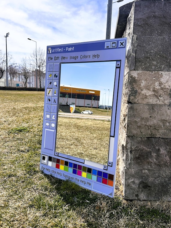 MS Paint Window Mirror, Retro Computer Interface Wall Decor, Y2K Nostalgia Desktop Art