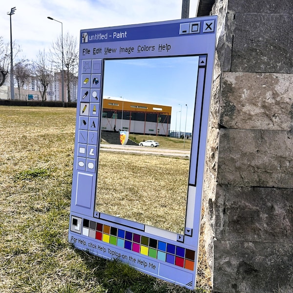 MS Paint Window Mirror, Retro Computer Interface Wall Decor, Y2K Nostalgia Desktop Art