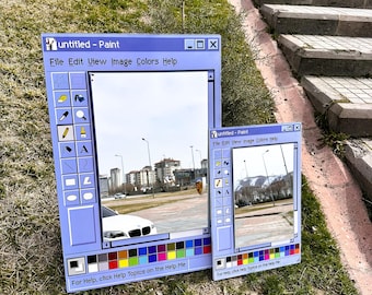 MS Paint Window Mirror, Retro Computer Interface Wall Decor, Y2K Nostalgia Art