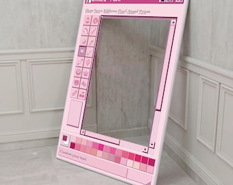 Pink MS Paint Mirror, Y2K Aesthetic Room Decor, Retro Computer Nostalgia Wall Art, Custom Text Mirror, Pastel Pink Mirror, Gamer Girl Gift