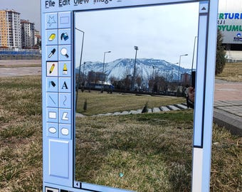 MS Paint Window Mirror, Retro Pixel Art Decor, 90s Nostalgia Gift