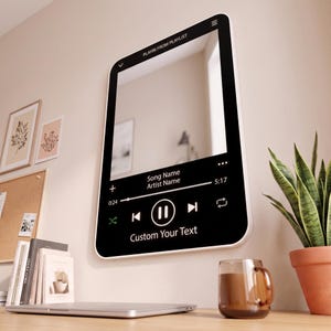 Custom Music Player Mirror, Personalized Song Title, Aesthetic Retro Playlist Mirror, Y2K Style , Custom Text Music Board, Gift for Music