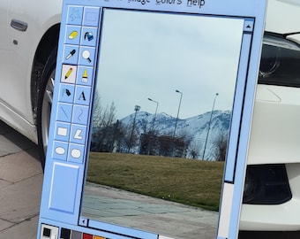 MS Paint Window Mirror, Retro Computer Interface Wall Decor, Y2K Nostalgia Desktop Art