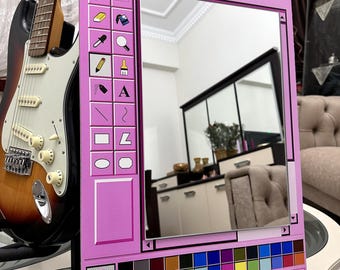 MS Paint Mirror, Y2K Aesthetic Wall Mirror, Retro Computer Window Mirror, Pink Indie Room Decor, TikTok Bedroom Decor