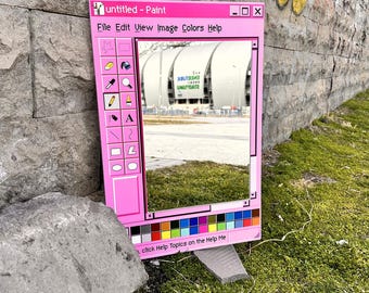 Y2K Aesthetic Wall Mirror, MS Paint Mirror, Retro Computer Window Mirror, Pink Indie Room Decor, TikTok Bedroom Decor