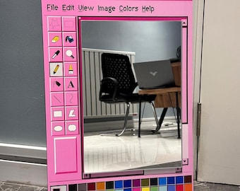 Pink MS Paint Window Mirror, Retro Y2K Wall Decor