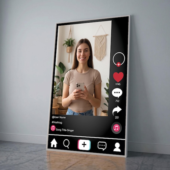 TikTok Style Decorative Mirror, Social Media Interface Mirror - Custom Aesthetic Mirror, Selfie Mirror - Creative Gift for Content Creators