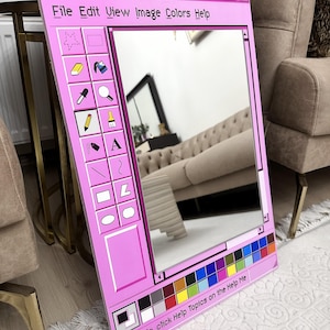 MS Paint Mirror, Y2K Aesthetic Wall Mirror, Retro Computer Window Mirror, Pink Indie Room Decor, TikTok Bedroom Decor image 3