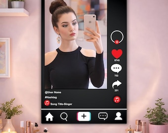 TikTok Style Interface Mirror – Custom Selfie Wall Decor, Social Media Vanity Mirror