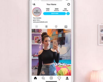 Instagram Selfie Mirror, Pink Aesthetic Wall Mirror, Social Media Frame Mirror, TikTok Room Decor, Cute Girl Bedroom Mirror