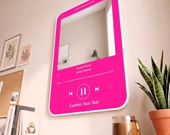 Custom Music Player Mirror, Personalized Song Title, Aesthetic Retro Playlist Mirror, Y2K Style , Custom Text Music Board, Gift for Music