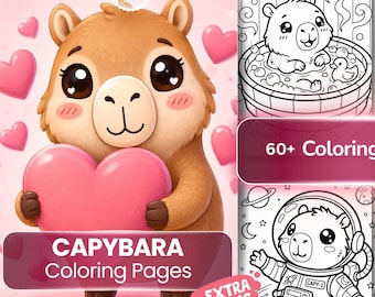 Bold and Easy Capybara Coloring Pages Adults Teens Kids Kawaii Stress Relief Marker Practice Cute Animals Printable PDF Instant Download