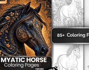 Horse Coloring Pages Kids Adults Kawaii Floral Horse Coloring Book Wild Pony Mandala Easy Sheets Boys Girls Printable PDF Instant Download