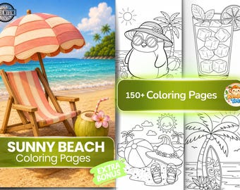 Bold and Easy Summer Days Coloring Pages Adults Teens Kids Stress Relief Marker Practice Beach Tropical Printable PDF Instant Download