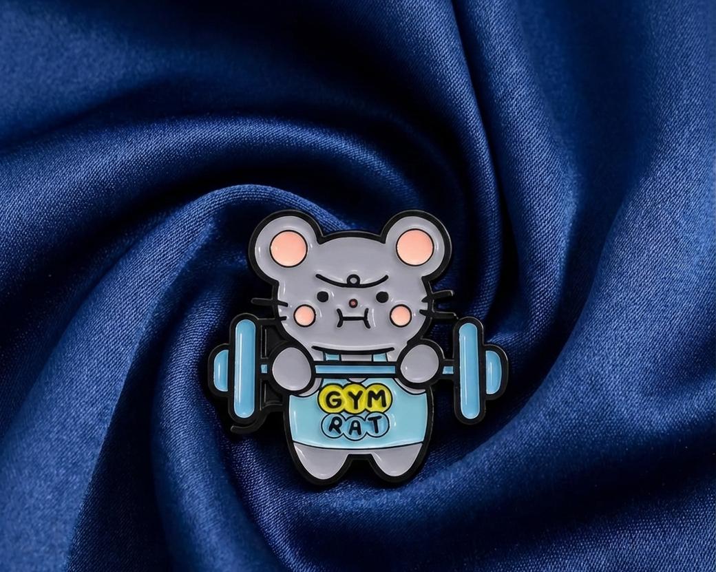 Gym Rat Bodybuilding Animal Mouse Fitness Enamel Pin Friends Gift ...