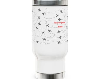 Taza de viaje con diseño de aviones | Acero inoxidable, 414 ml