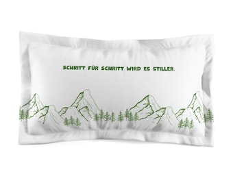 Schritt für Schritt Wird Es Stiller mountain landscape Pillow Sham | green line art, forest scene
