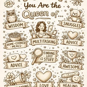 Stampa "Mamma regina del multitasking", regalo divertente per la festa della mamma (download digitale)