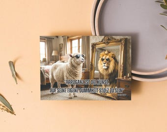 Postcard “Arrogance is the art of being proud of one’s own stupidity.”