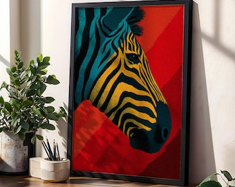 Zebra Wall Art Print | Minimalist Zebra Poster | Modern Animal Decor | Abstract Zebra Painting | Digital Download