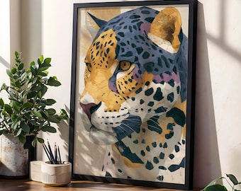 Leopard Wall Art Print | Modern Leopard Poster | Modern Animal Decor | Abstract Leopard Painting | Digital Download