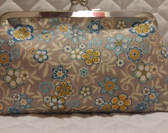 Blue and Yellow Floral Clutch