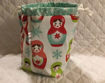 Winter Matryoshka Dolls Sock Sack Ready to Ship