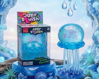 NeeDoh Jellyfish Squish Toy, Cube Stress Ball Fidget Toy, Sensory Squeeze Toy for Anxiety Relief, Fun Gift for Kids & Adults