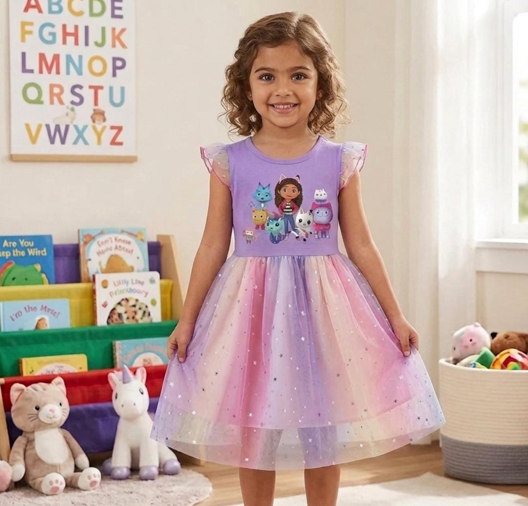 open lace back dress Gabby Dollhouse tutu set-Gabby Dollhouse outfit-Gabby Dollhouse dress –  Pink Toes & Hair Bows main image 0