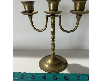 Brass Colonial Candelabra Wall Sconce Vintage, Three-Arm, Solid Brass