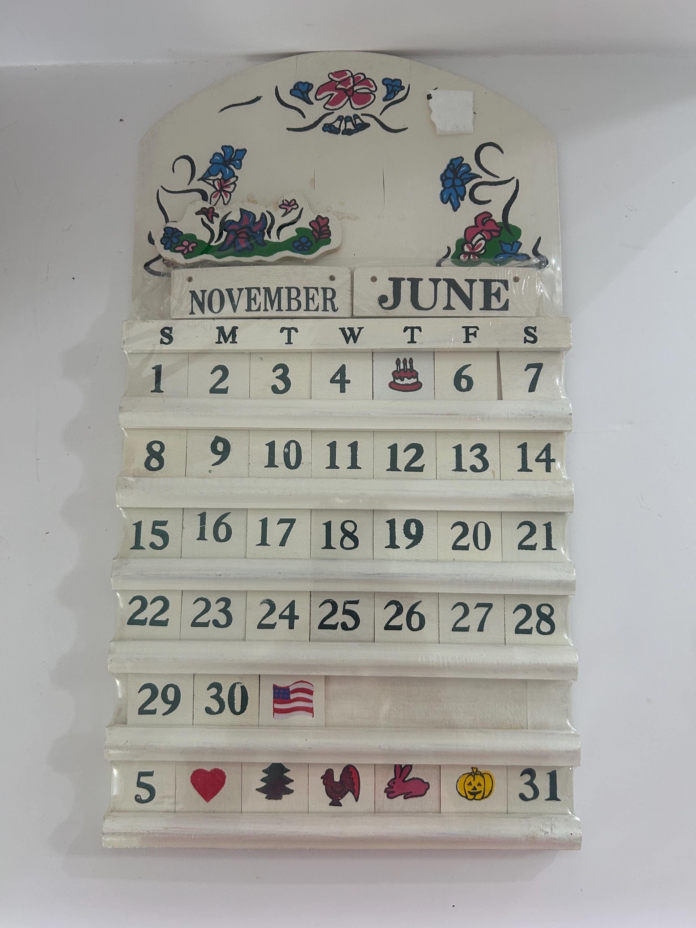 Vintage wooden perpetual calendar - Etsy 日本