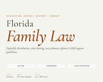 Resumo do Exame da Ordem dos Advogados da Flórida em Direito de Família | Reforma da Pensão Alimentícia 2023, Flashcards, Redação (PDF)