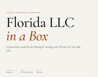 Florida LLC in a Box | Guia do Fundador do Capítulo 605 + 6 Modelos de Contrato Operacional Editáveis | Para um ou vários membros, Olmstead