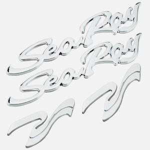 4x Krom Sea Ray Searay SCRIPT Emblem Båtlogotyp NY & ÄKTA Namnskylt