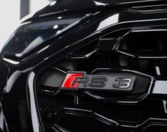 For Audi RS3 Gloss Black Grille Emblem
