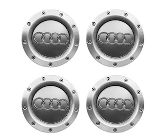 4Pcs Audi 145mm 9 Hole Gray Wheel Center Caps 8D0601165K