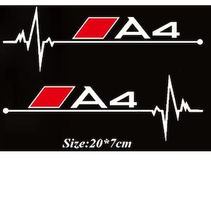 Pegatinas reflectantes para ventanas de coche Audi A4 Heartbeat (20 x 7 cm), personalizadas, únicas, hechas a medida.