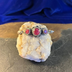 Mountain Trinity /Bracelet en Rubis de l’Himalaya et Argent Massif 925/Himalayan Ruby Bracelet in Solid 925 Sterling Silver