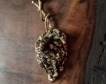 Leaf of Tir Na Nog~ Casted Brass Scultpural Pendant, Abstract Necklace, Elven Jewelry, Gift, Faery Amulet