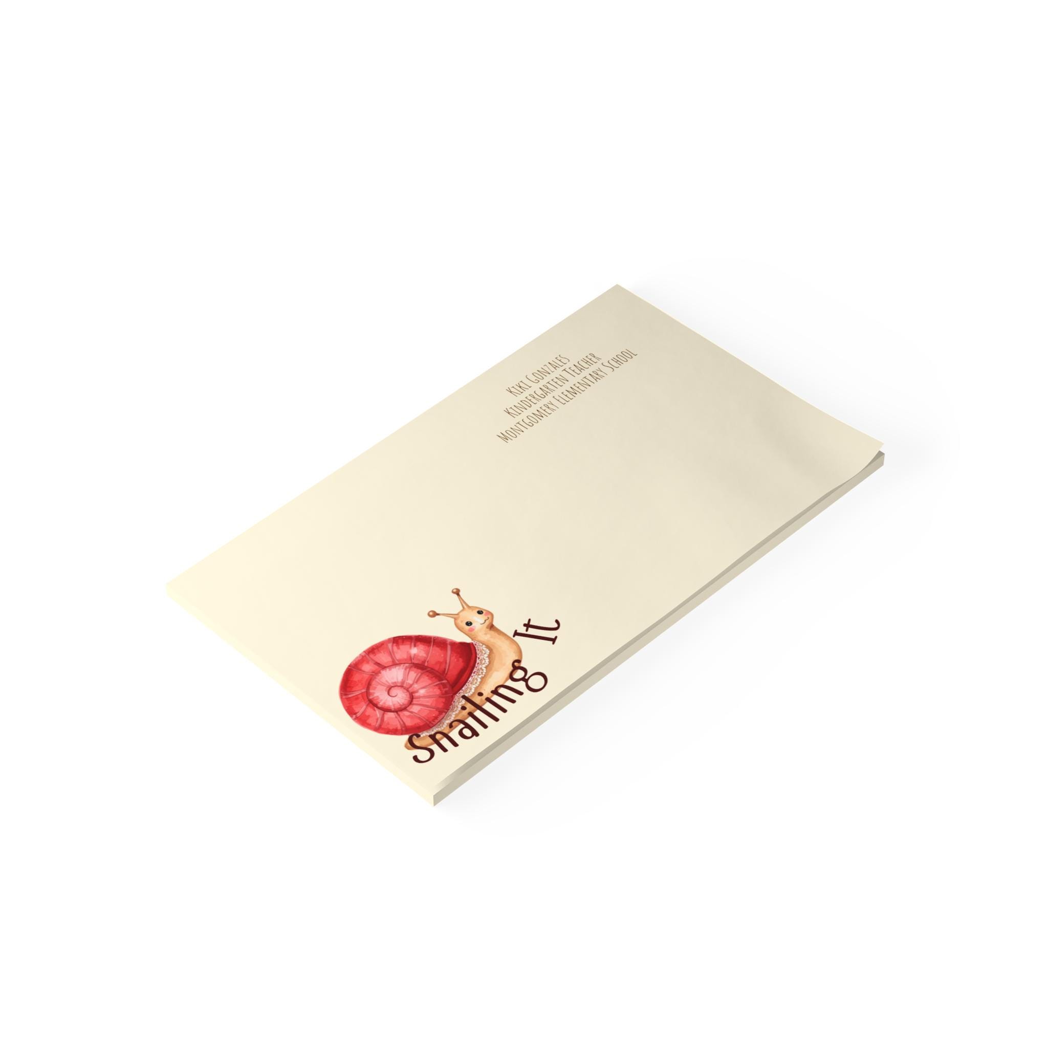 Snail Taking Notes Kawaii Snail Post-it Note Pads, Personalized Sticky Notes | Snail Memo ...