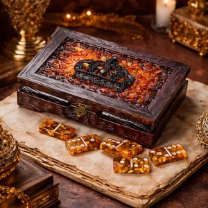Luxury Amber Domino Set Crown Design, Wooden Elegant Domino Box ,Royal Gift for Him