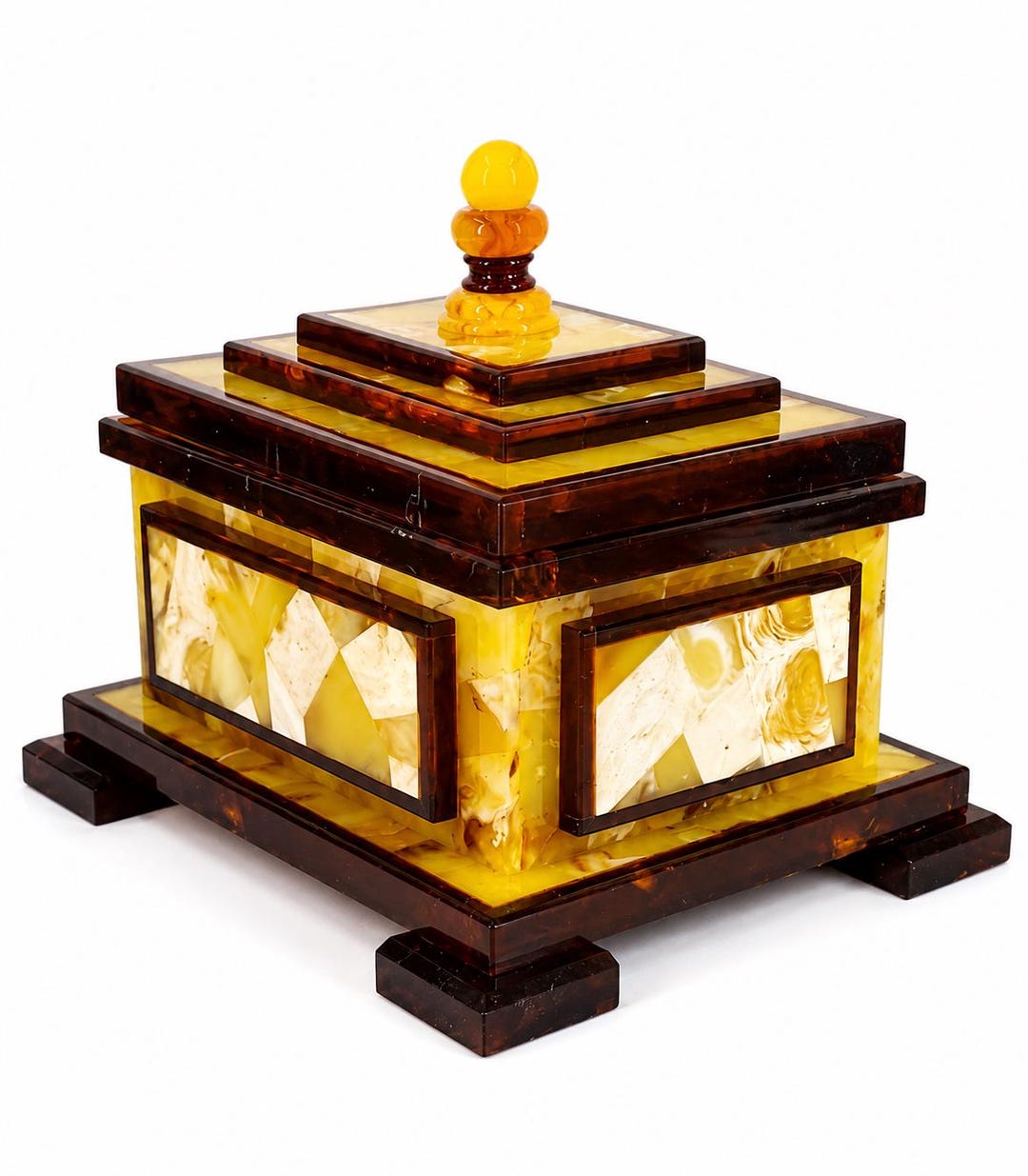 Amber Jewelry Box, Baltic Amber Keepsake, Handmade Luxury Trinket ...
