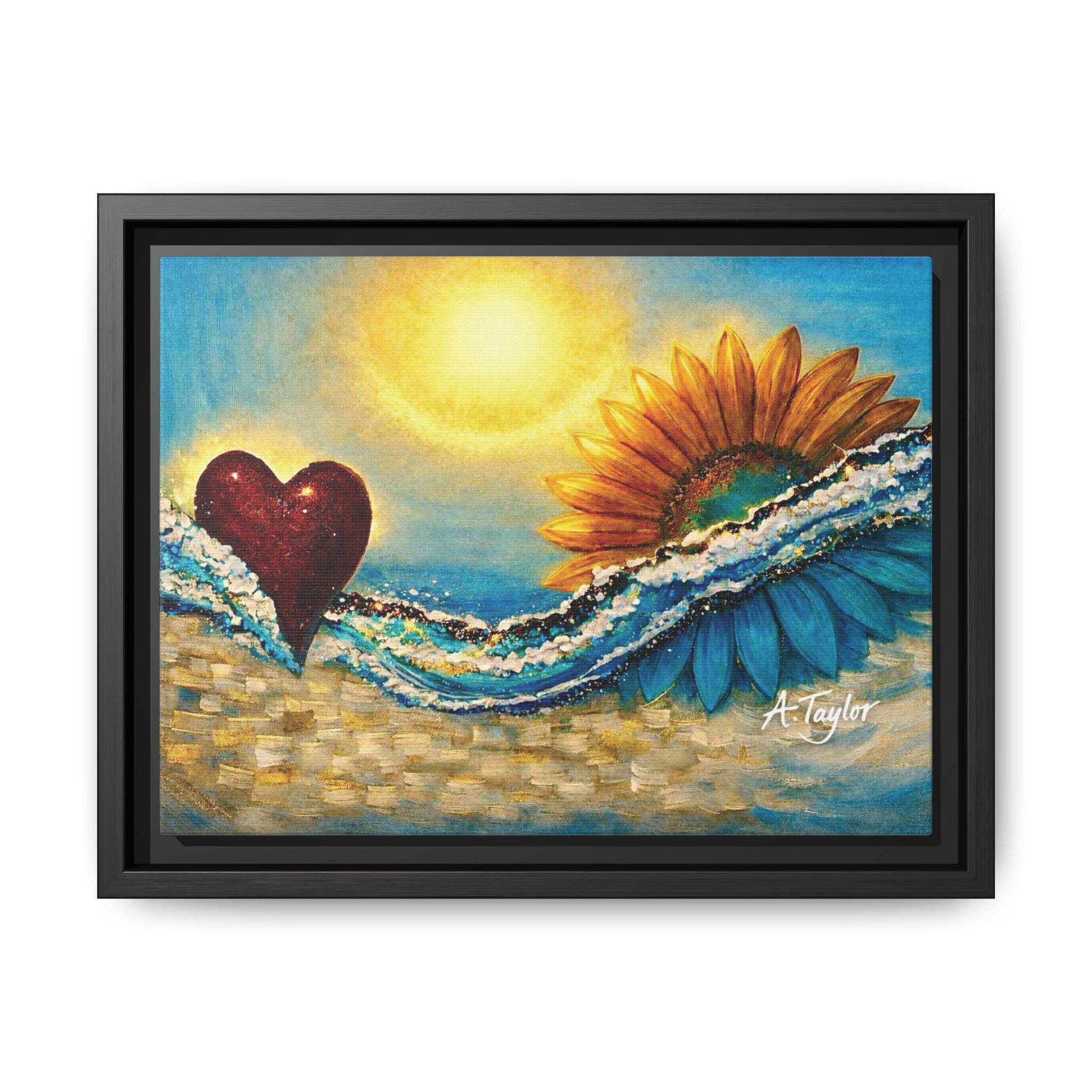 Abstract Sunflower Heart Memorial Art Canvas, Blue Spiritual ...