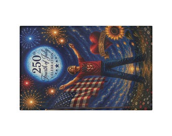 Paño de cocina de microfibra conmemorativo del 250 aniversario del Cuatro de Julio / Bandera patriótica, fuegos artificiales, 1776 a 2026