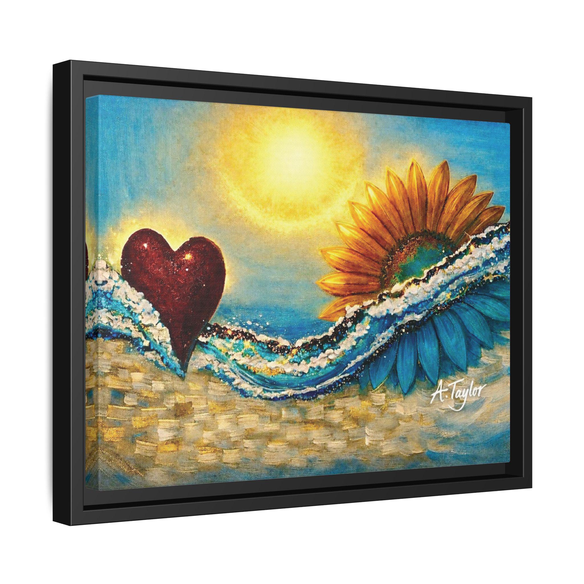 Abstract Sunflower Heart Memorial Art Canvas, Blue Spiritual ...